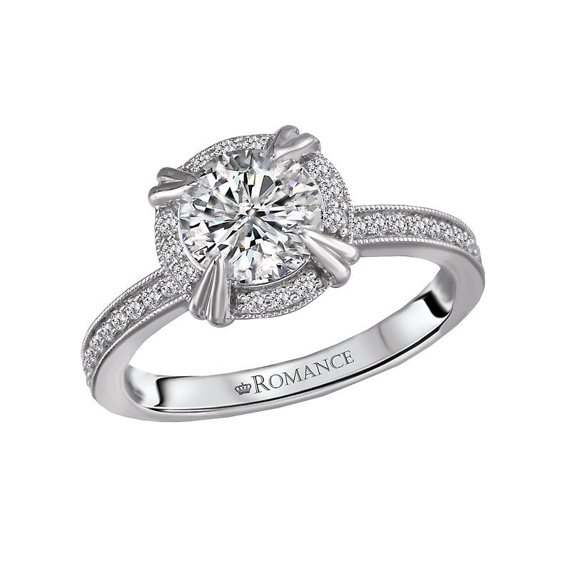 Orbelle Halo Semi-Mount Diamond Ring | 18K White Gold