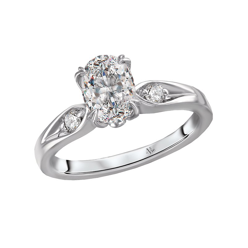 Glemera Bandora 14K White Gold Oval Diamond Semi-Mount Engagement Ring