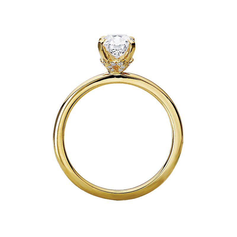 Orbelle 14K Yellow Gold Diamond Halo Engagement Ring - Round 6.5mm