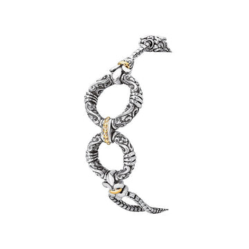 Eleganza Ladies Fashion Two-Tone Bracelet - Swirls of Silver and 18k Gold