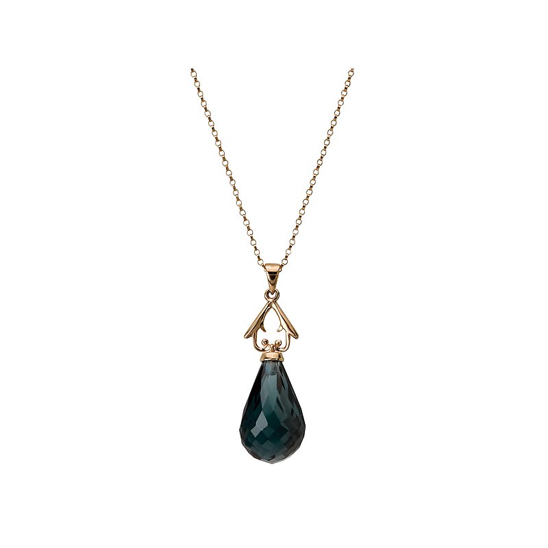 Luxora London Blue Topaz Pear Necklace in 14K Yellow Gold