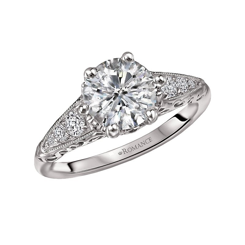 Vintage White Gold Diamond Semi-Mount Ring - Orbelle 14K Collection