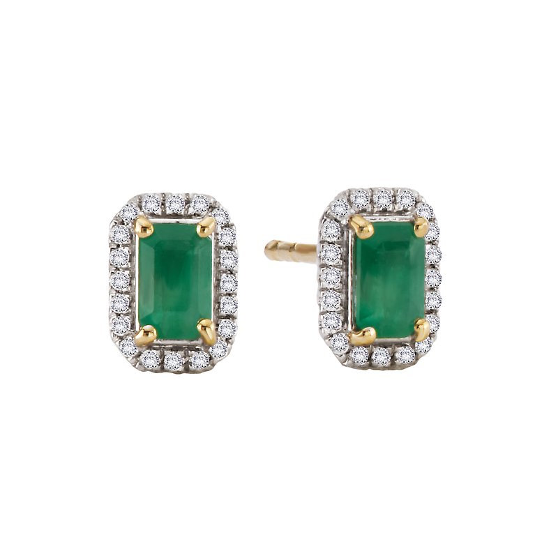 Luxora 14K Yellow Gold Diamond and Emerald Sapphire Fashion Earrings