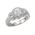 Glemera 3-Stone White Gold Diamond Ring Semi-Mount for 6.5mm Round Center Stone