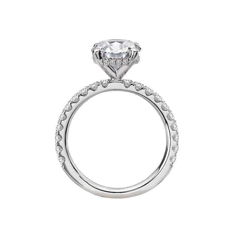 Platinum Hidden Halo Diamond Semi-Mount Engagement Ring