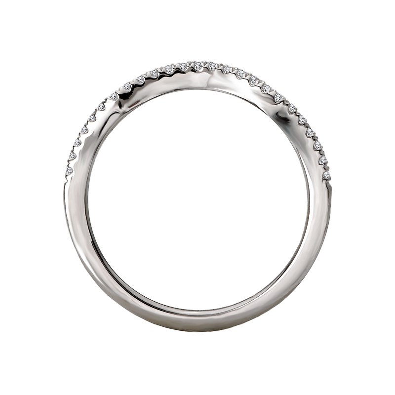 Orbelle 14K White Gold Curved Diamond Wedding Band