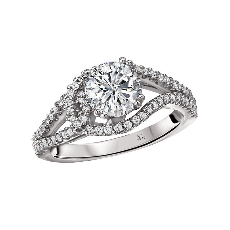 Glemera Bandora Split Shank Diamond Ring Semi-Mount in 14K White Gold