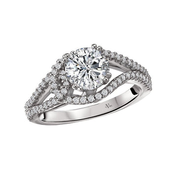 Glemera Bandora Split Shank Diamond Ring Semi-Mount in 14K White Gold