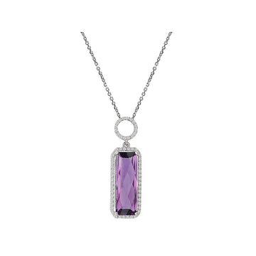 Luxora Amethyst and Diamond Pendant in 14K White Gold