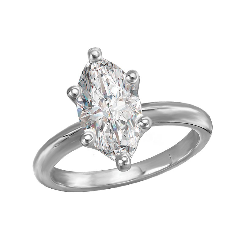 Aurenza Bandoras 14K White Gold Marquise Solitaire Semi-Mount Diamond Engagement Ring