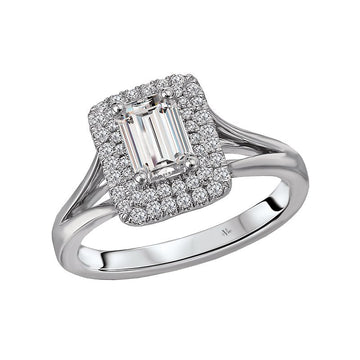 Glemera Halo Split Shank Diamond Ring in 14K White Gold