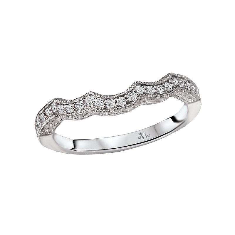 Glemera Curved Matching Wedding Band in 14K White Gold with 1/8 Carat White Diamond