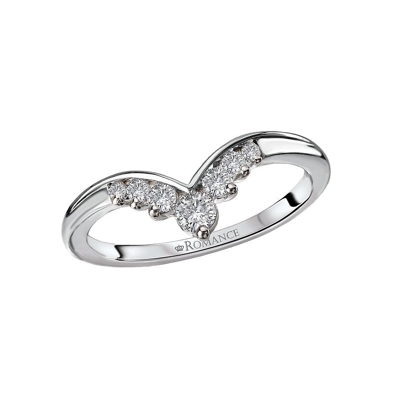 Orbelle Diamond Nesting Wedding Band | 14K White Gold Curved Ring with Round Diamonds