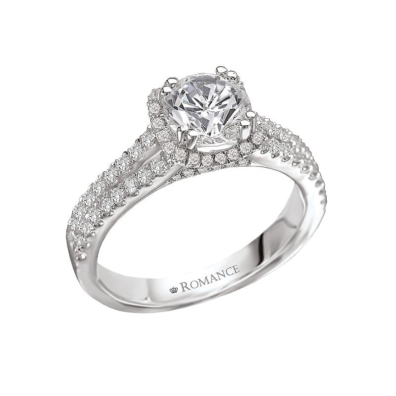 Orbelle Halo Semi-Mount Diamond Ring in 18K White and Rose Gold