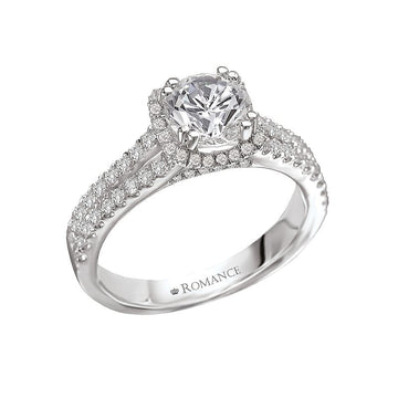 Orbelle Halo Semi-Mount Diamond Ring in 18K White and Rose Gold