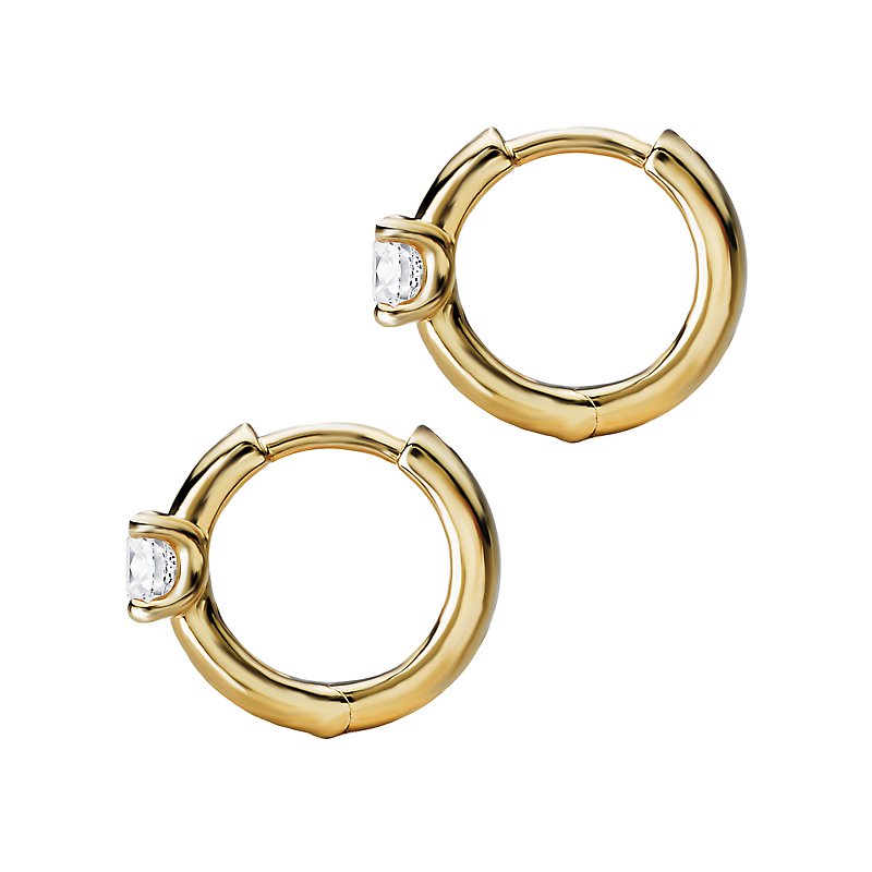Luxora 14K Yellow Gold Diamond Solitaire Hoop Earrings 1/2CTW