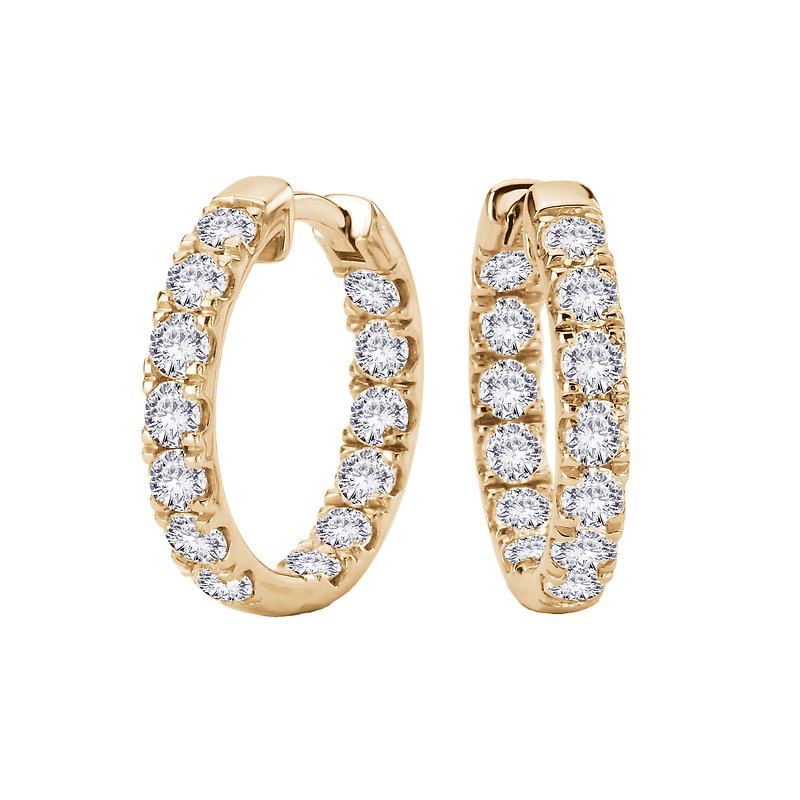 Luxora 14K Yellow Gold Lab Grown Diamond Hoop Earrings (2.0 Carat Total Weight)