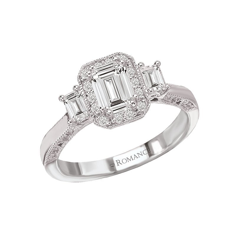 Orbelle 14K White Gold Diamond Halo Engagement Ring Semi-Mount