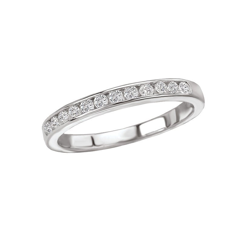 Aurenza Classics 14K White Gold Diamond Wedding Band - Round Channel Set Stones