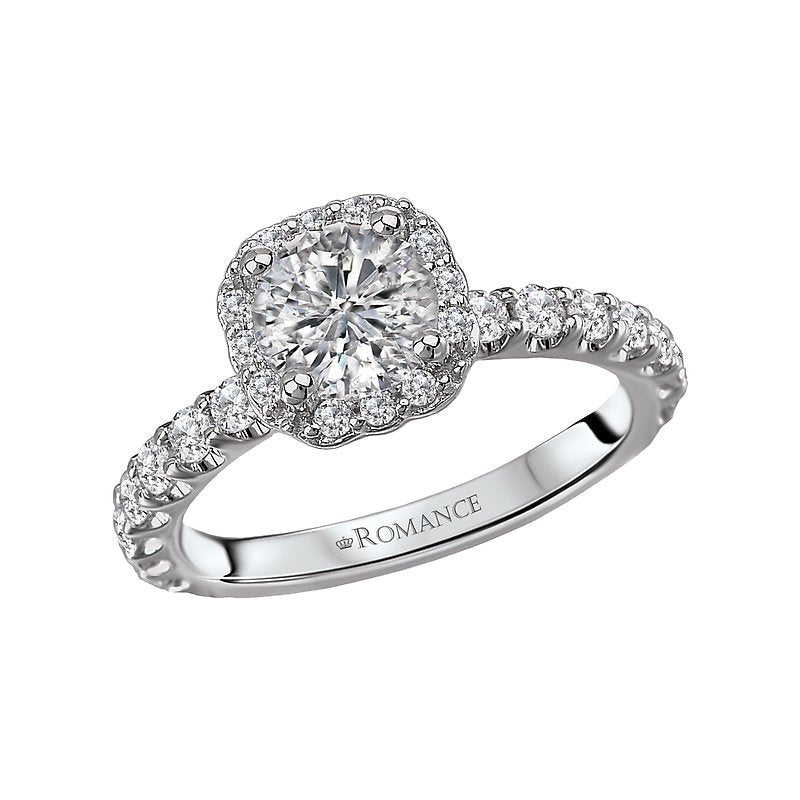 Orbelle Halo Diamond Engagement Ring in 18K White Gold