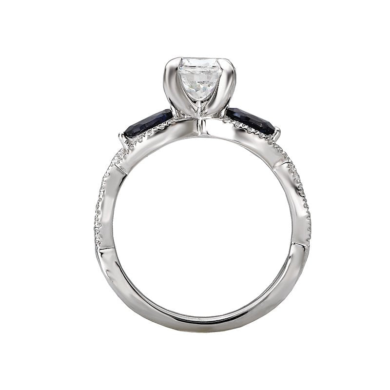 Bandora 18K White Gold Diamond and Sapphire Engagement Ring