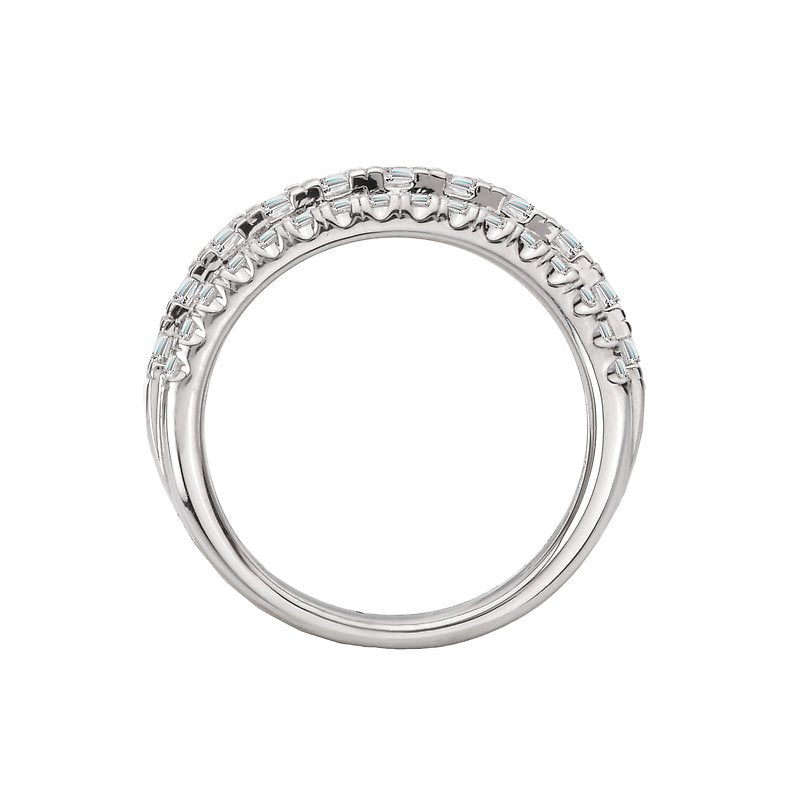 Luxora Triple Row Diamond Fashion Band - 14kt White Gold Ring