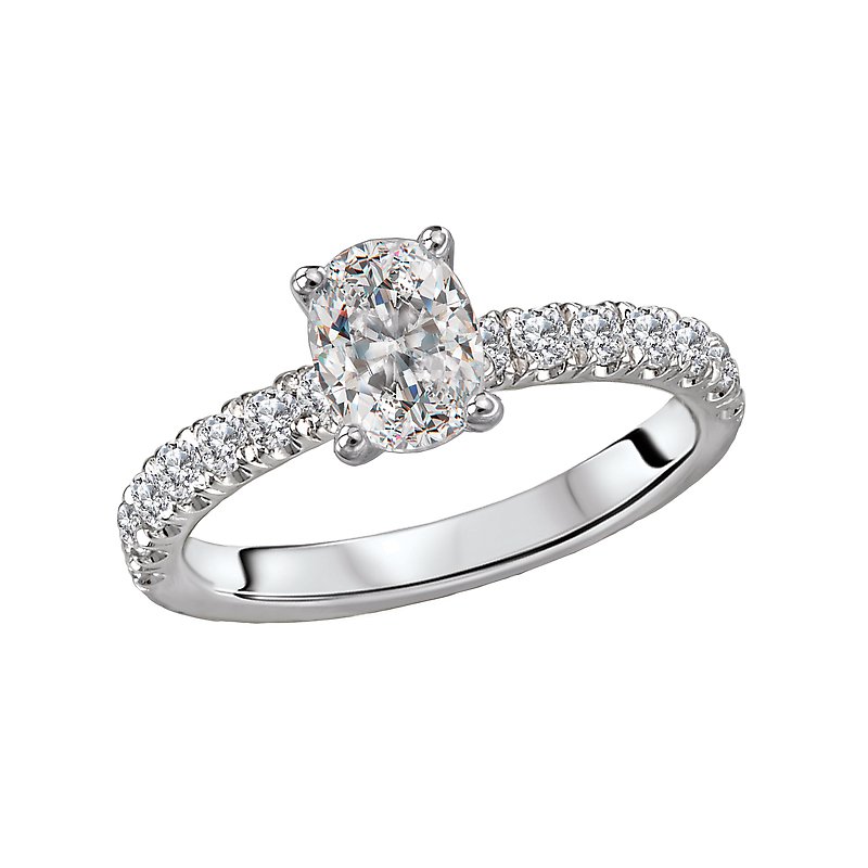 Glemera Oval Diamond Engagement Ring in 14K White Gold
