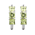 Aurenza Classics 14K White Gold Peridot Square Gemstone Hoop Earrings