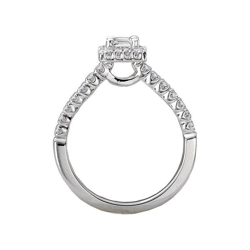 Glemera Halo Diamond Engagement Ring Semi-Mount in 14K White Gold