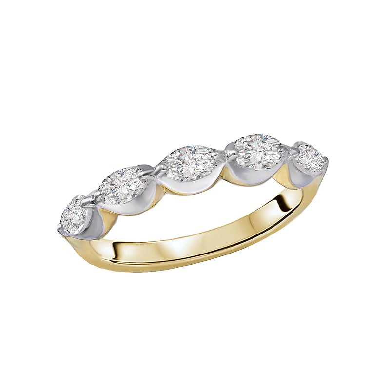 Luxora Two-Tone Lab Grown Diamond Marquise Fashion Ring in 14kt Yellow and White Gold