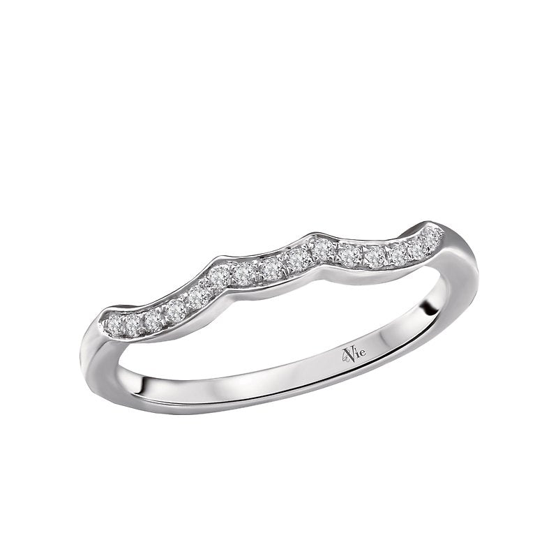 Glemera Scalloped Wedding Band - 14K White Gold Diamond Ring