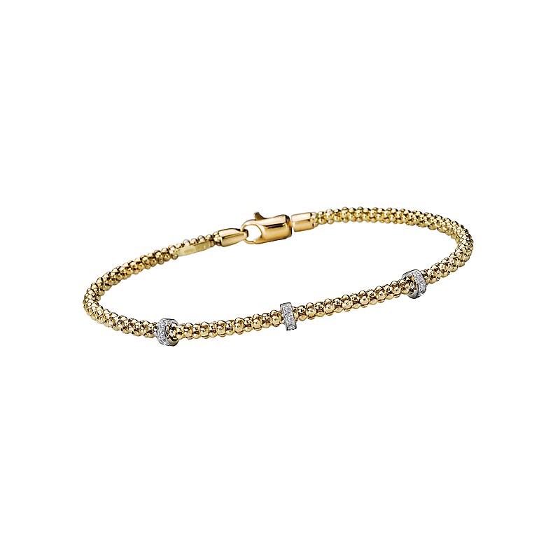 Luxora 14kt Yellow Gold Italian Roundel Diamond Bangle Bracelet