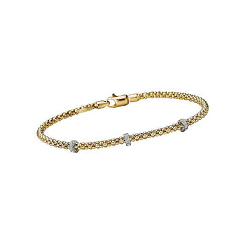 Luxora 14kt Yellow Gold Italian Roundel Diamond Bangle Bracelet