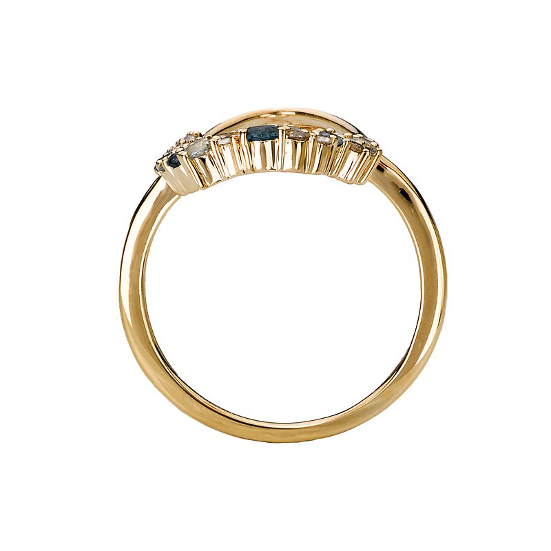 Luxora Oval Diamond and Gemstone Ring in 14K Yellow Gold