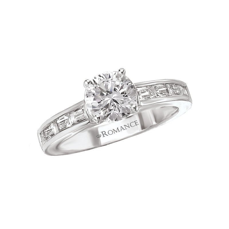 Orbelle 14K White Gold Baguette Diamond Semi-Mount Engagement Ring