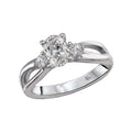 Glemera 3 Stone Semi-Mount Diamond Ring - 14K White Gold Oval Center Setting