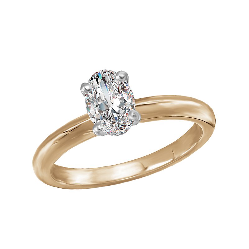 Glemera 14K Yellow Gold Oval Diamond Solitaire Engagement Ring