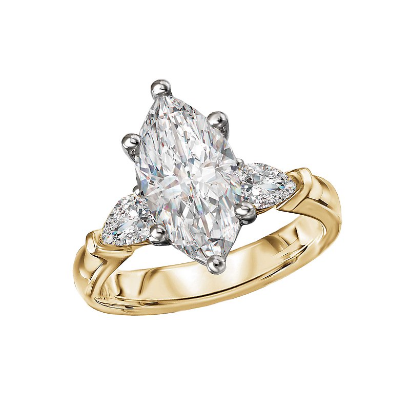 14K Yellow Gold Lab Grown Diamond Pear-Shaped Semi-Mount Engagement Ring