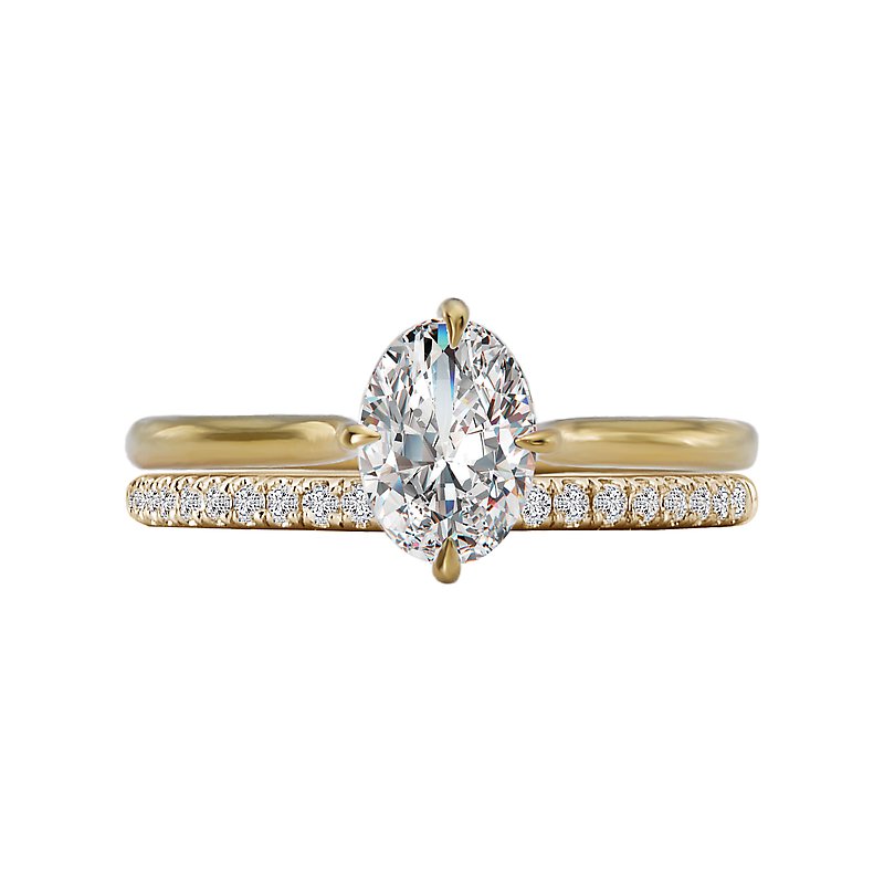 Orbelle Yellow Gold Oval Cut Lab Grown Diamond Semi-Mount Engagement Ring