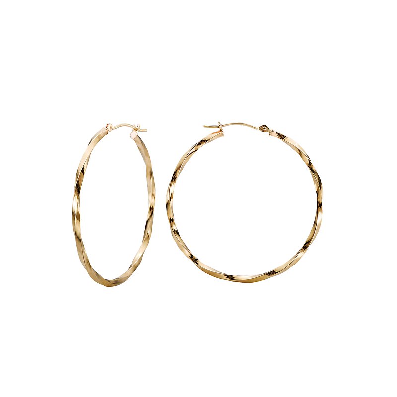 Luxora 14K Yellow Gold Twisted Round Hoop Earrings 40x2mm