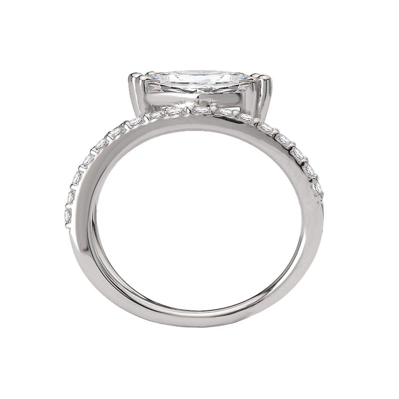 Orbelle 14K White Gold Marquise Diamond Wave Shank Engagement Ring