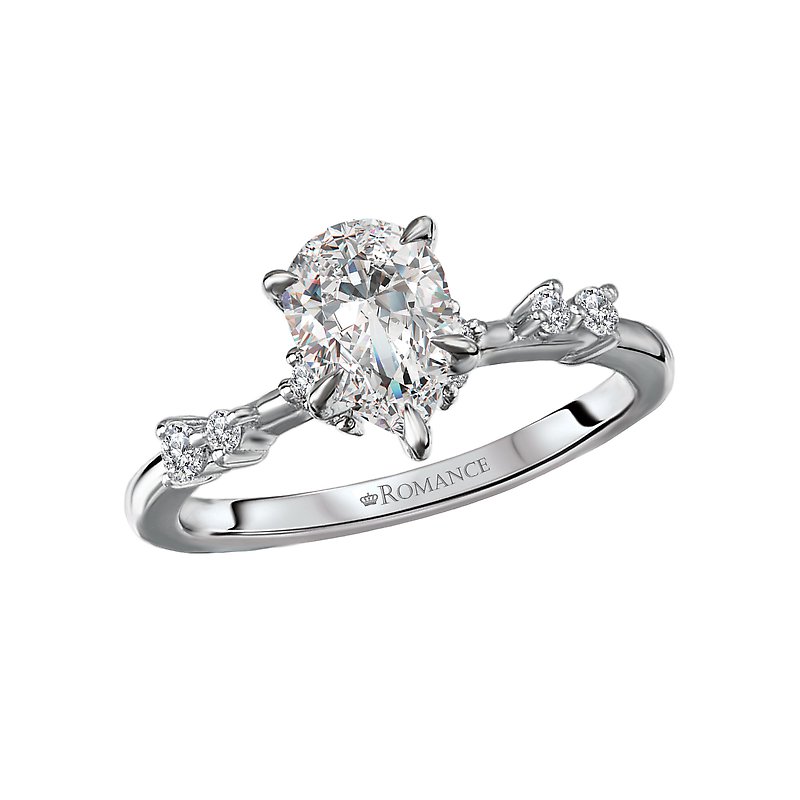Orbelle 14K White Gold Pear Shaped Diamond Engagement Ring