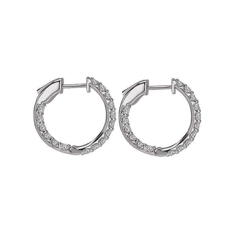 Luxora 14K White Gold Diamond Hoop Earrings - Classic Style