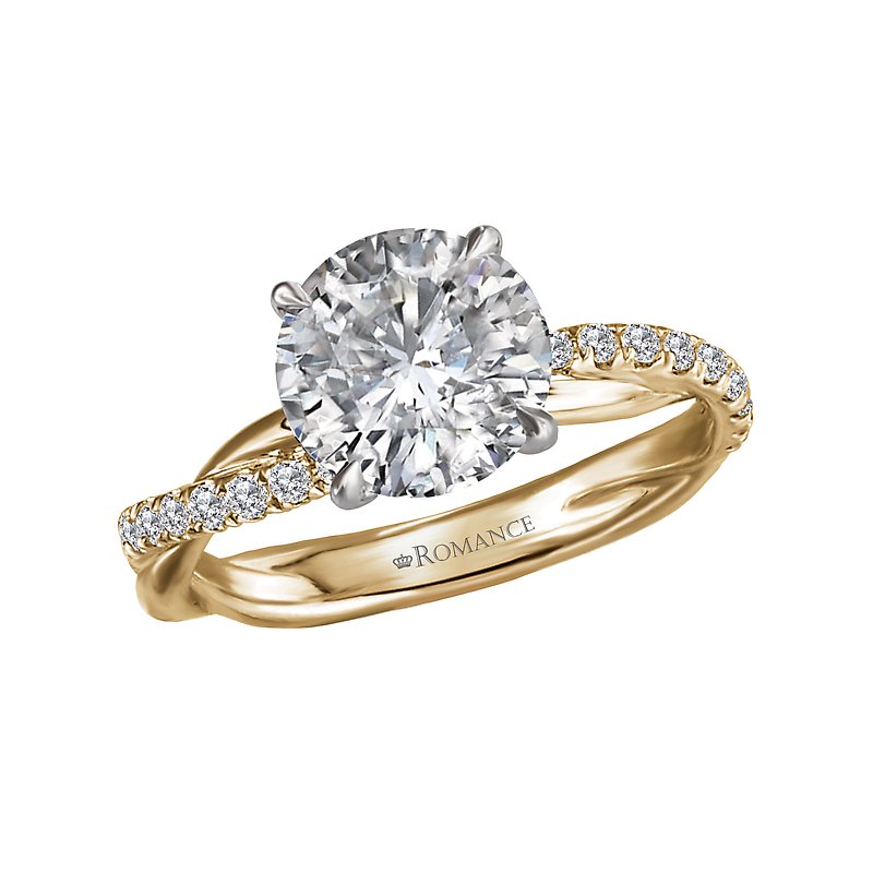 Bandora 14K Yellow Gold Twisted Diamond Engagement Ring Semi-Mount
