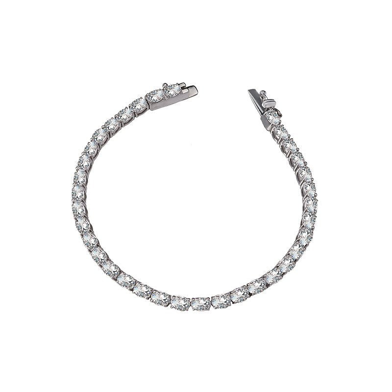 Chic Lab Grown Oval Diamond Bracelet in 14K White Gold