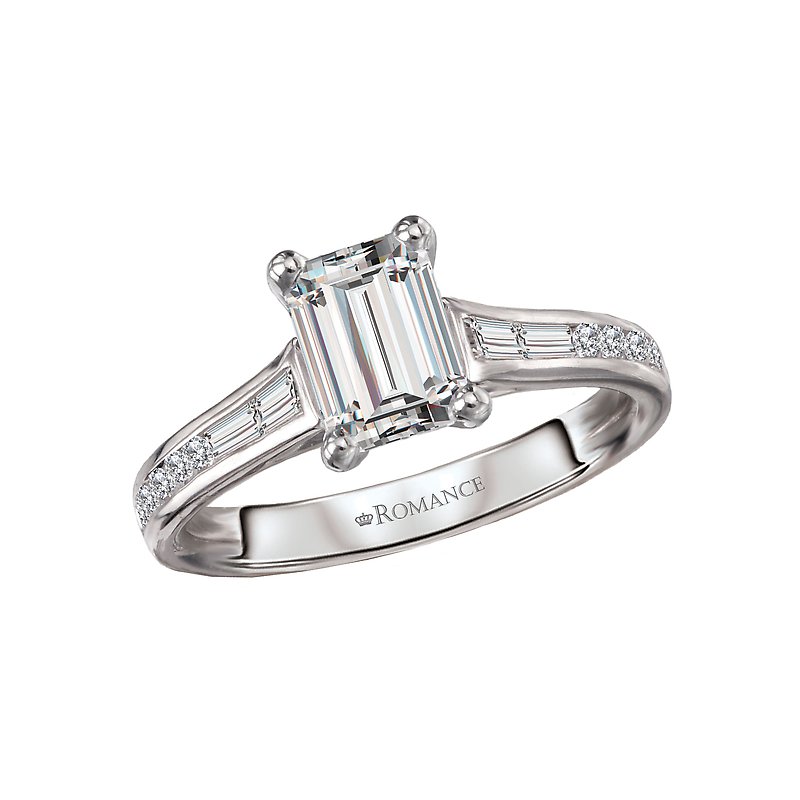 Orbelle Diamond Hidden Halo Engagement Ring | 14K White Gold Emerald Cut