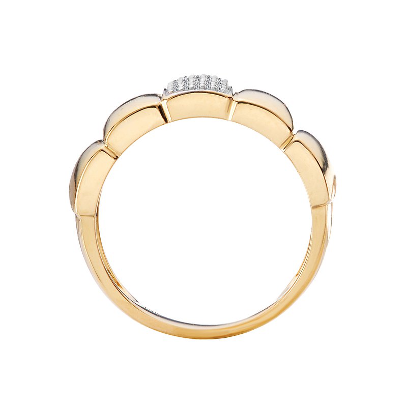 Luxora 14K Yellow Gold Diamond Domed Ring - Round White Diamond Fashion Ring