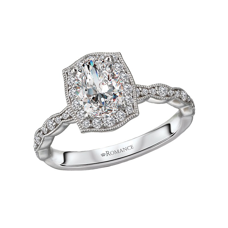 Orbelle Halo Semi-Mount Lab Grown Diamond Ring in 18K White Gold