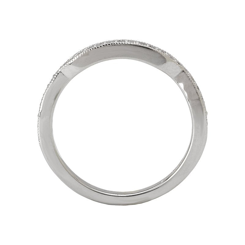 Orbelle 14K White Gold Scalloped Diamond Wedding Band - Curved / Nesting Style