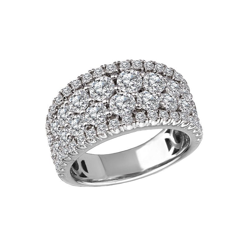 Luxora Four Row Diamond Fashion Ring in 14K White Gold - D 3ctw Size 7